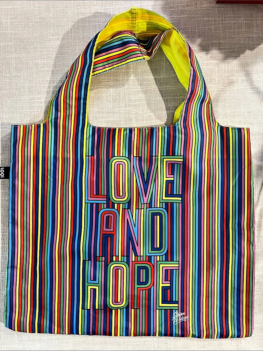 loqi LOVE AND HOPE Striped Tote with Pouch